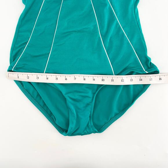 80s teal one piece swimsuit bathing suit 1980s vintage - Picture 5 of 10